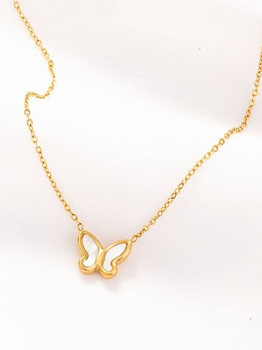 18K Gold Plated Titanium Butterfly Sea Shell Necklace