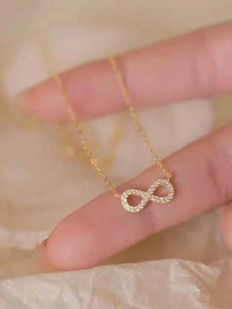 18K Gold Plated Titanium Sparkling Infinity Necklace