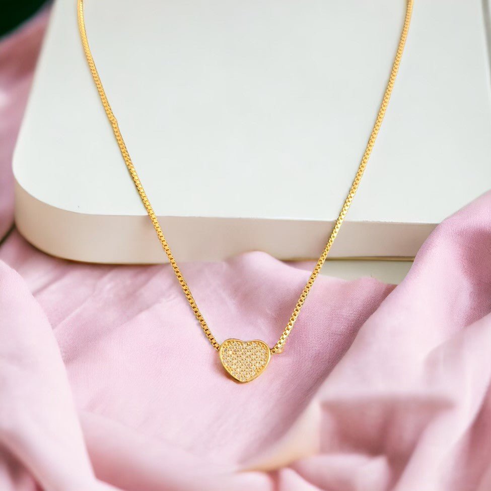 14K Gold Plated Chunky Heart Necklace - Twinkle Charm