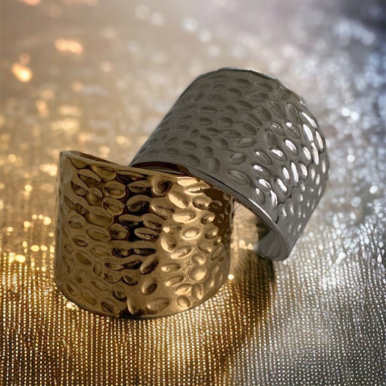 18K Gold Plated Adjustable Hammered Ring - Twinkle Charm
