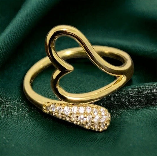 18K Gold Plated Twisted Heart Adjustable Ring - Twinkle Charm