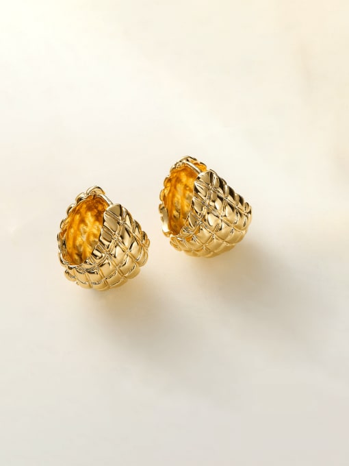 18K Gold Plated Textured Huggie Hoop Earrings