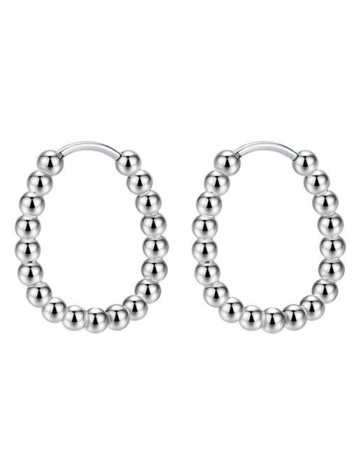 18K Gold Plated Beaded Oval Hoop Earrings