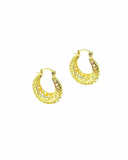 18K Gold Plated Basket Hoop Earrings - Twinkle Charm