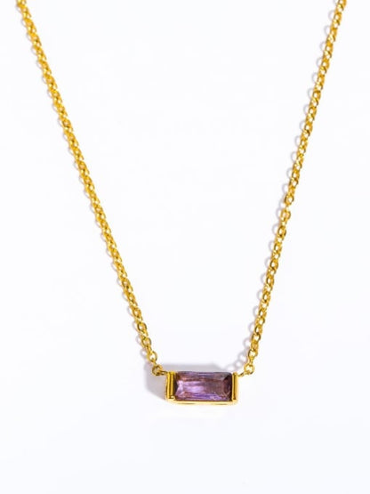 18K Gold Plated Titanium Birthstone Necklace