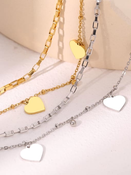18K Gold Plated Titanium Heart Charms Bracelet