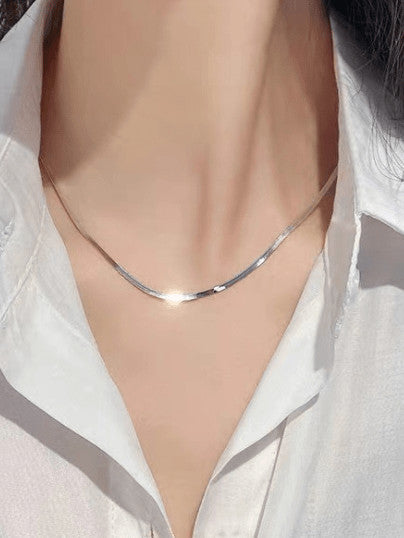 18K White Gold Plated Titanium Precious Chain Necklace 4mm