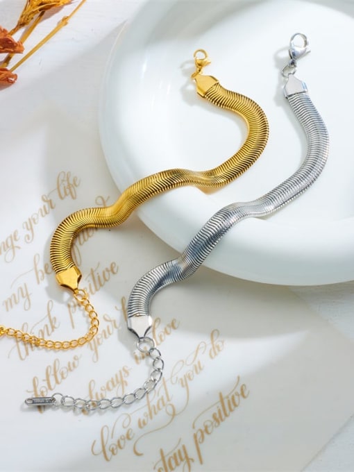18K Gold Plated Titanium Thick Herringbone Bracelet
