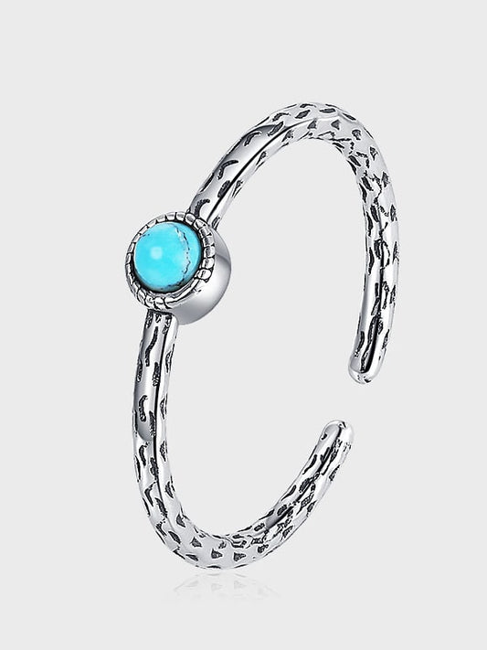 925 Sterling Silver Dainty Turquoise Vintage Ring