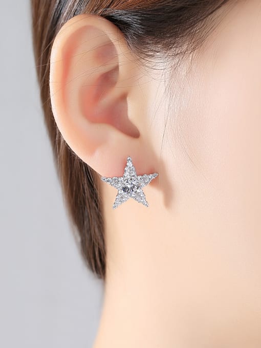 Star Stud Earrings with Cubic Zirconia