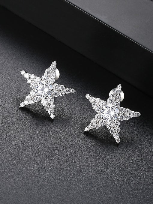 Star Stud Earrings with Cubic Zirconia