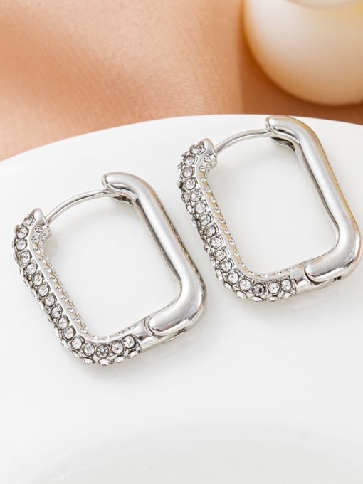 Rectangle Hoop Earrings with Cubic Zirconia