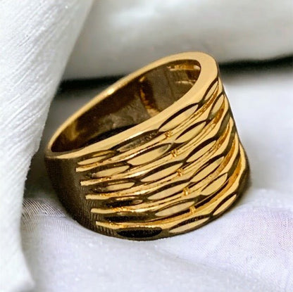 18K Gold Plated Basket Weave Ring - Twinkle Charm