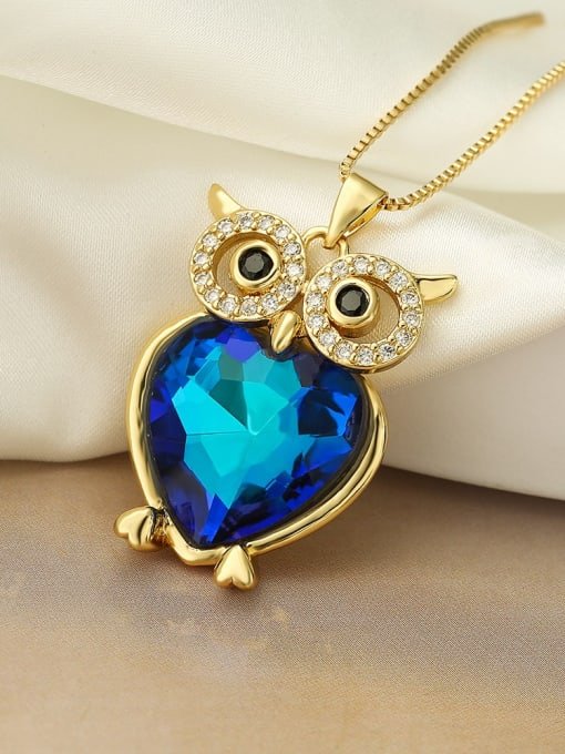 18K Gold Plated Blue Owl Necklace - Twinkle Charm