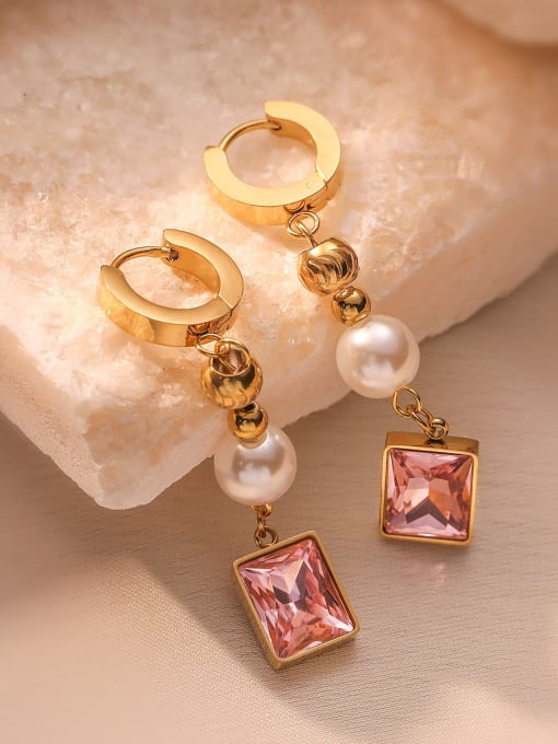 18K Gold Plated Cubic Zirconia & Imitation Pearl Drop Earrings - Twinkle Charm