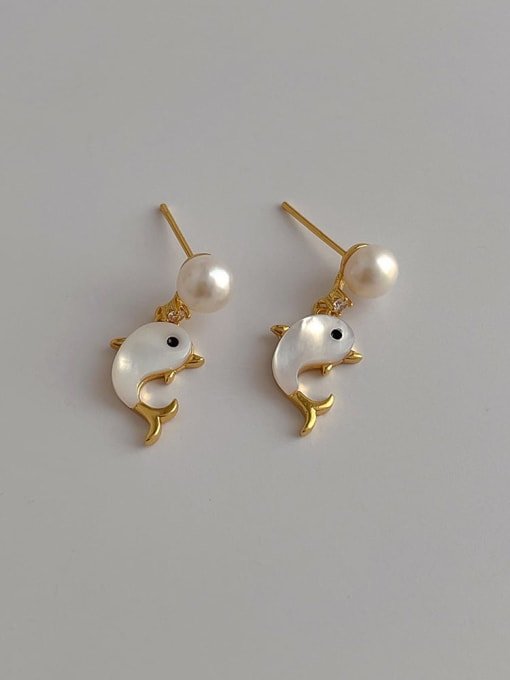 18K Gold Plated Dolphin Drop Earrings - Twinkle Charm