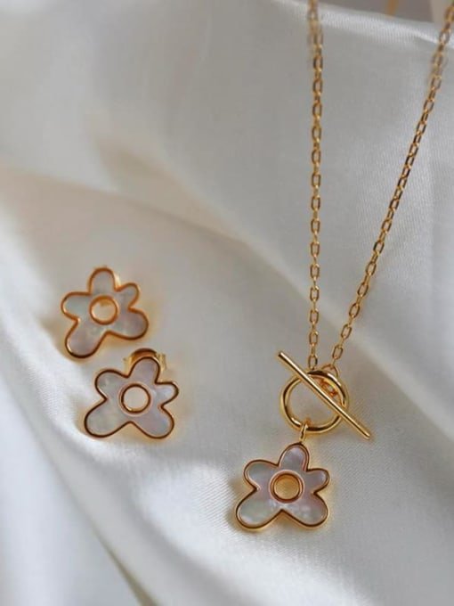 18K Gold Plated Flower Necklace and Earring Set - Twinkle Charm