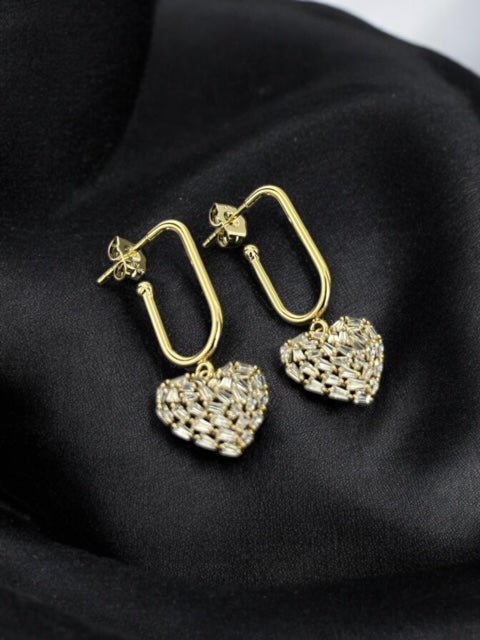 18K Gold Plated Heart Tassel Earrings - Twinkle Charm