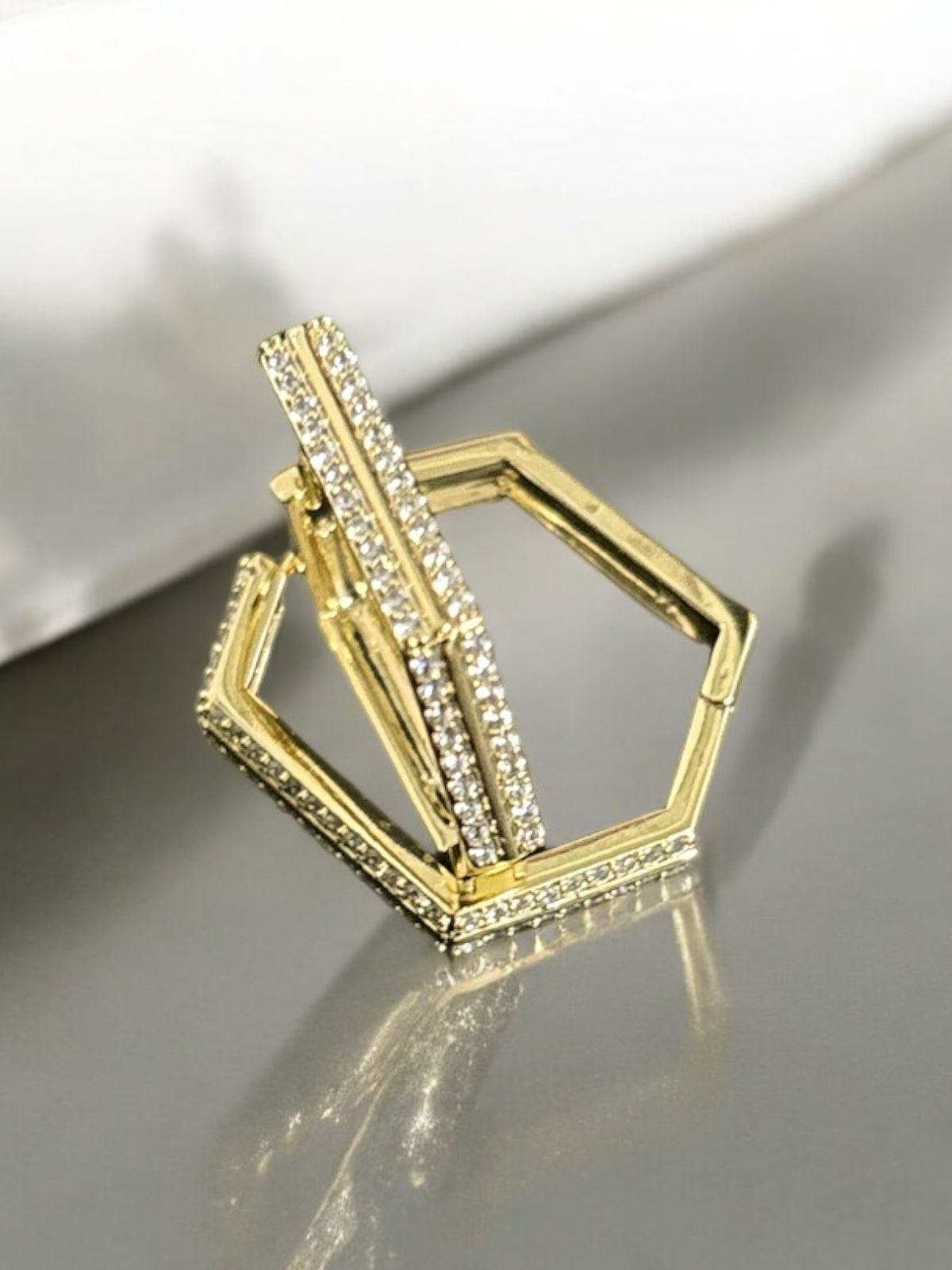 18K Gold Plated Hexagon Hoops - Twinkle Charm