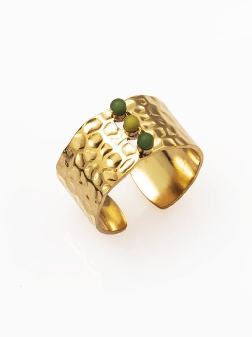 18K Gold Plated Natural Green Mini Stones Ring - Twinkle Charm