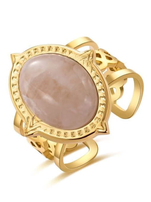 18K Gold Plated Natural Light Pink Stone Ring - Twinkle Charm