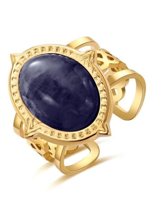 18K Gold Plated Natural Royal Blue Stone Ring - Twinkle Charm