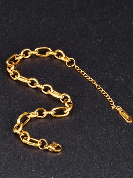 18K Gold Plated Polished and Textured Fancy Bold Link Bracelet - Twinkle Charm