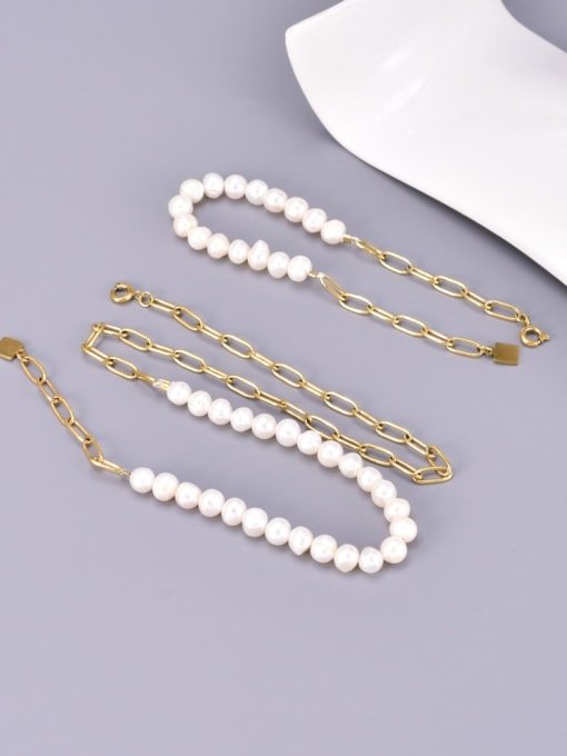 18K Gold Plated Set Minimalist Beaded Necklace and Bracelet - Twinkle Charm