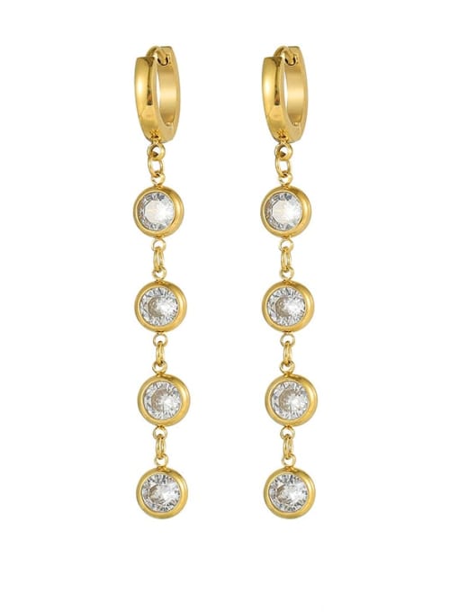 18K Gold Plated White Zirconia Long Tassel Earring - Twinkle Charm