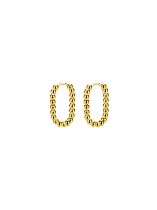 18K Gold Plated Beaded Oval Hoop Earrings