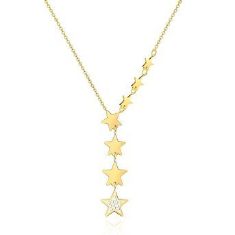 18K Gold Plated Asymmetric Y Shape Drop Star Pendant - Twinkle Charm