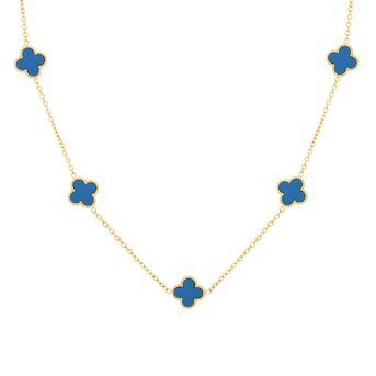 18K Gold Plated Blue Four Leaf Clover Lucky Charm Necklace - Twinkle Charm