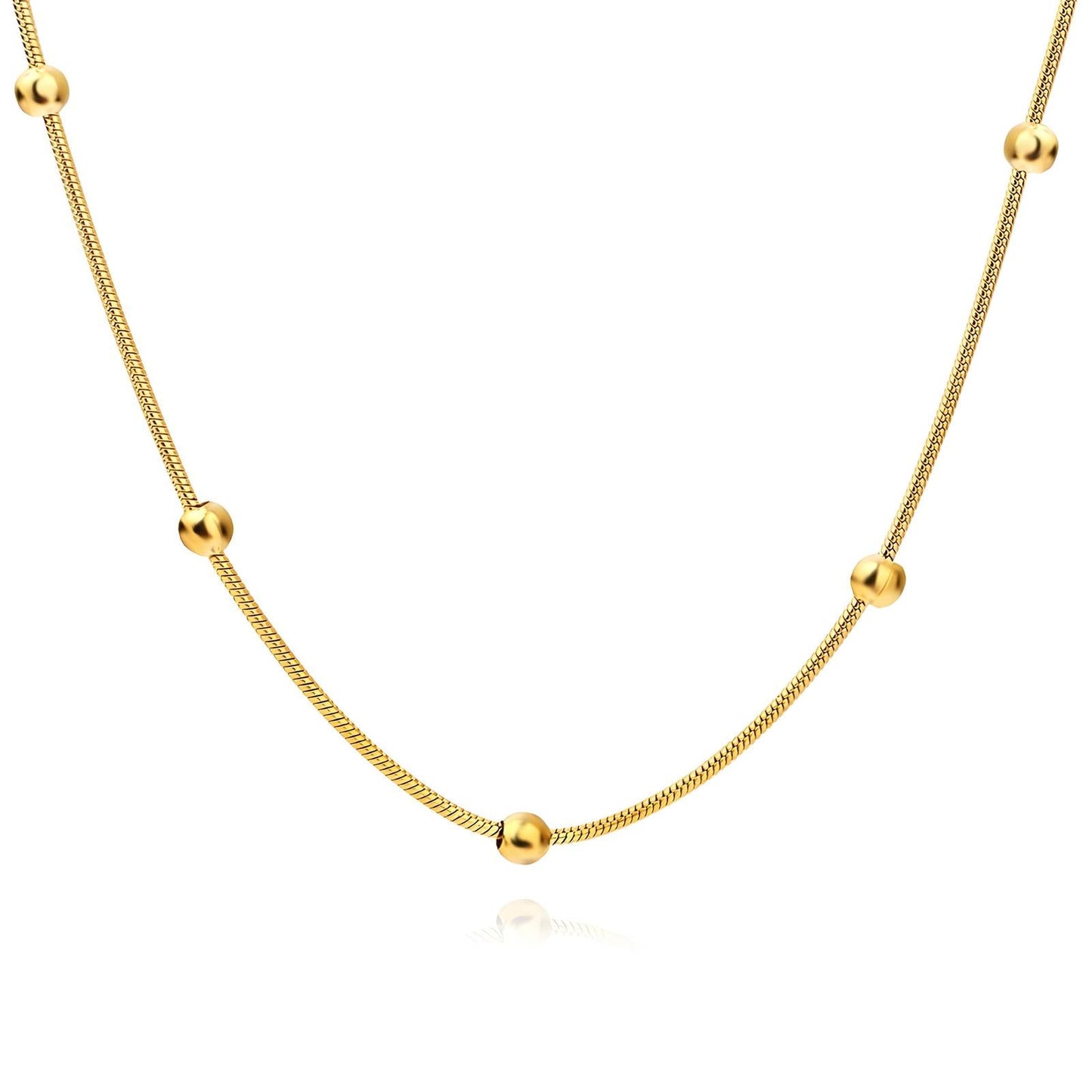 18K Gold Plated Multi Mini Balls Chain Necklace - Twinkle Charm