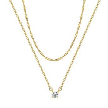 18K Gold Plated Two Layer Necklace with Cubic Zirconia - Twinkle Charm