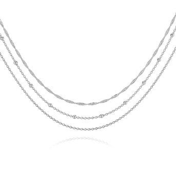 Stainless Steel Layered Necklace 18 inches L - Twinkle Charm