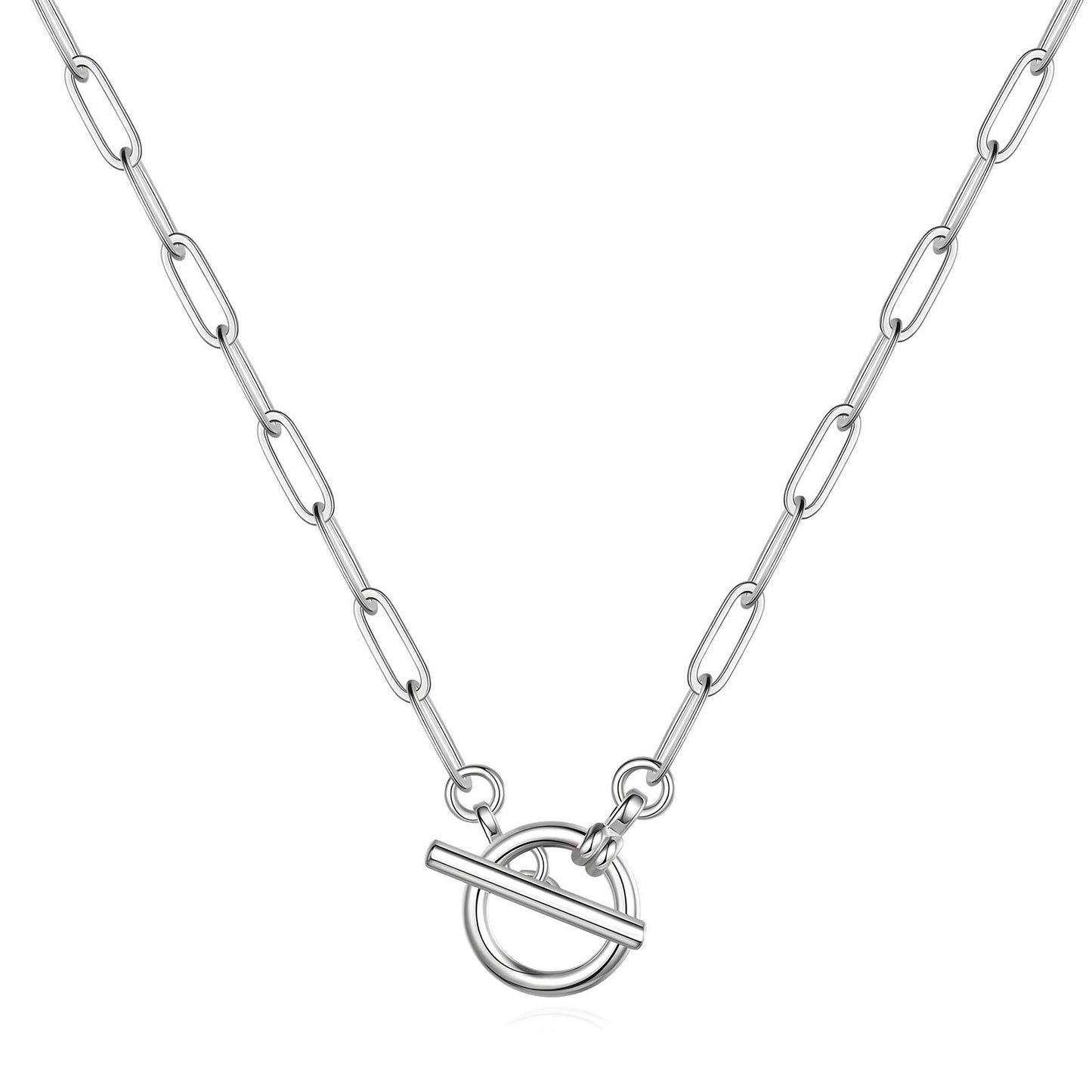 Stainless Steel Toggle Paperclip Necklace Hypoallergenic - Twinkle Charm